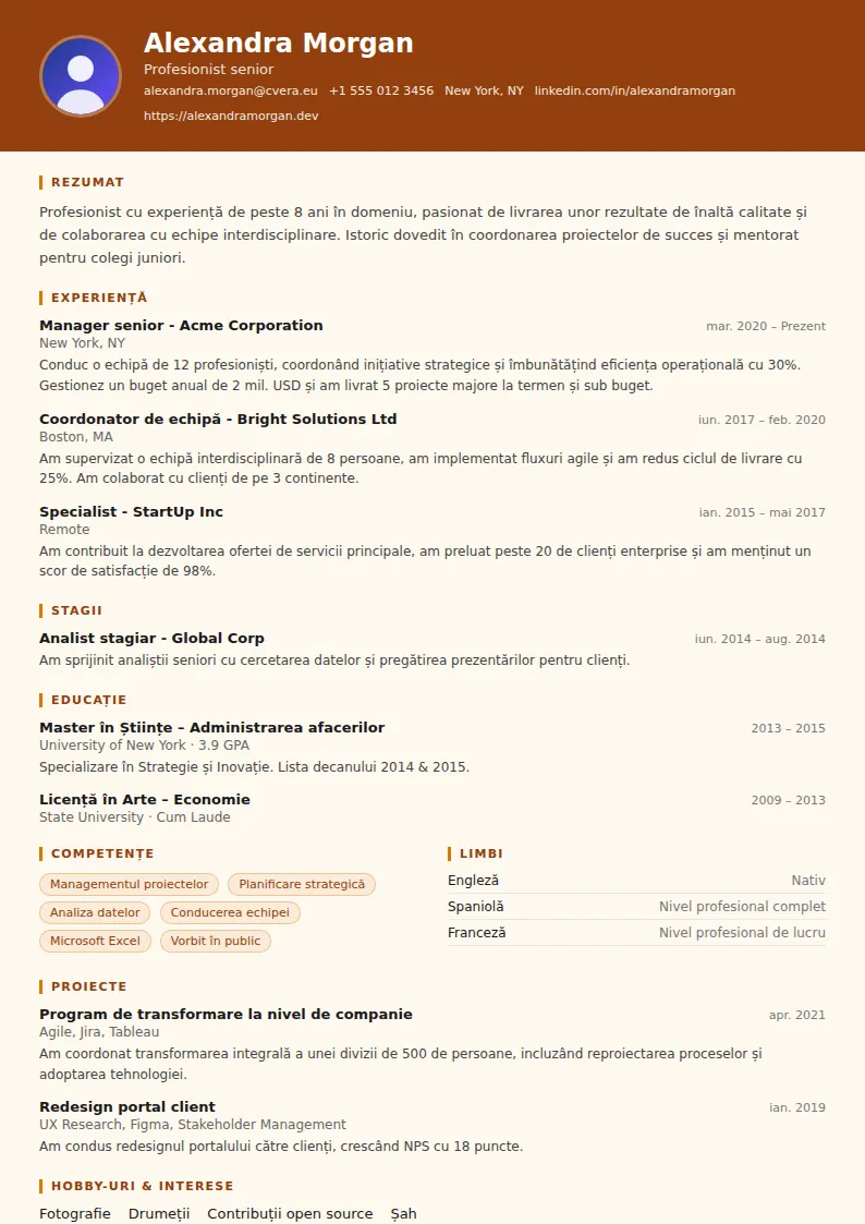 Model de CV Carpenter