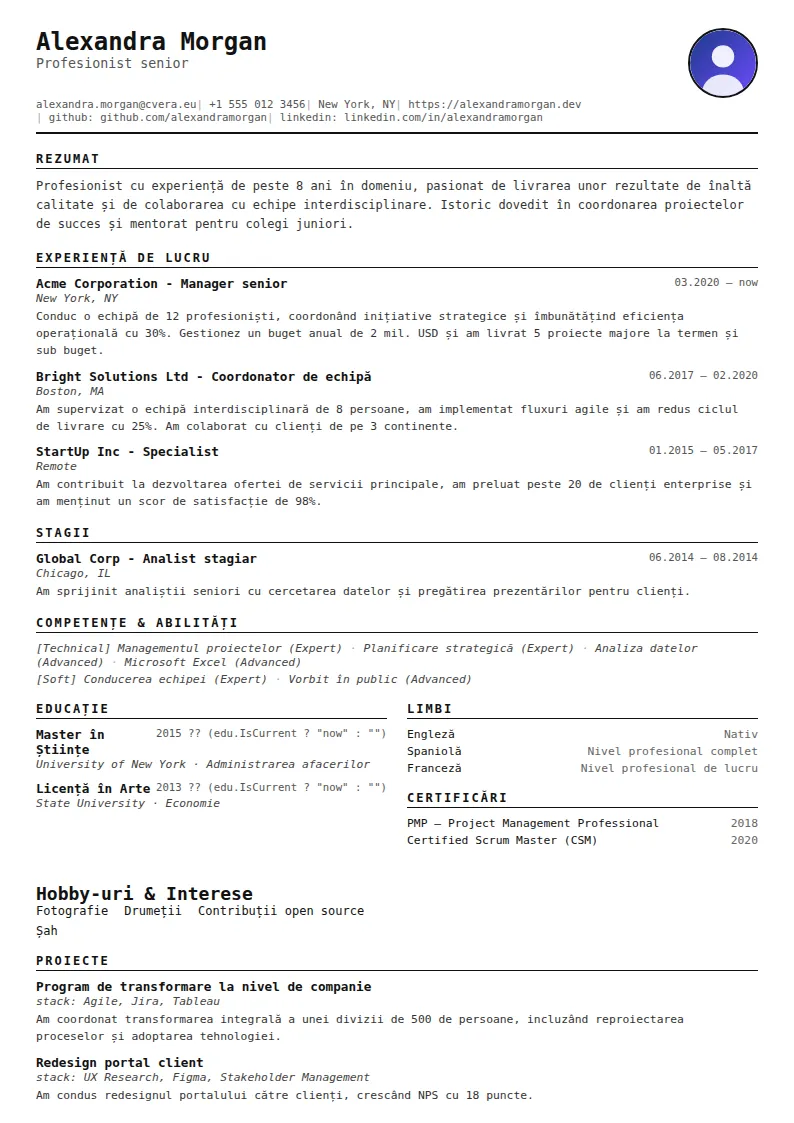 Model de CV Compact