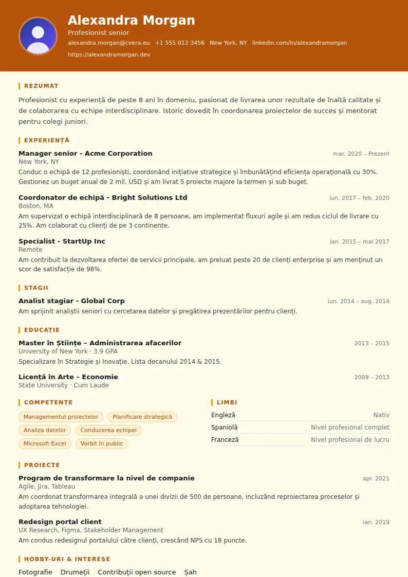 Model de CV Construction