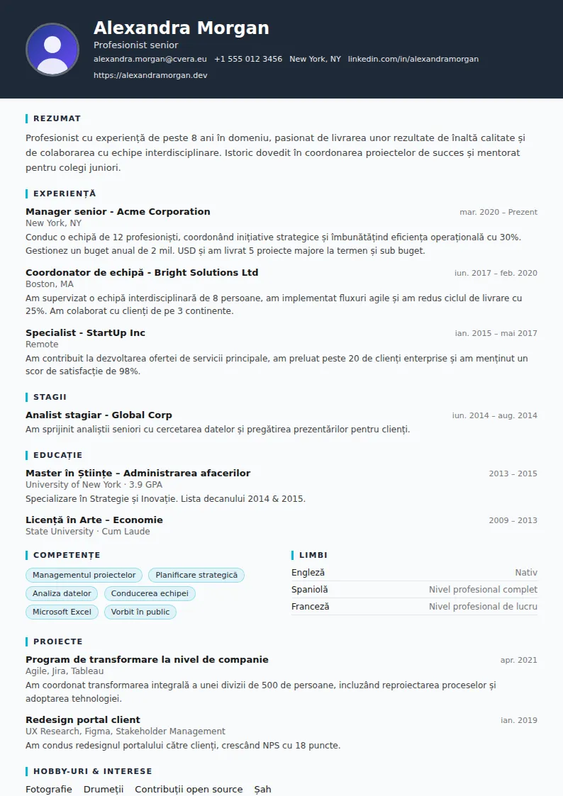 Model de CV Consultant