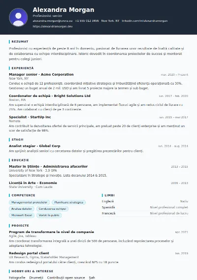 Model de CV Consultant