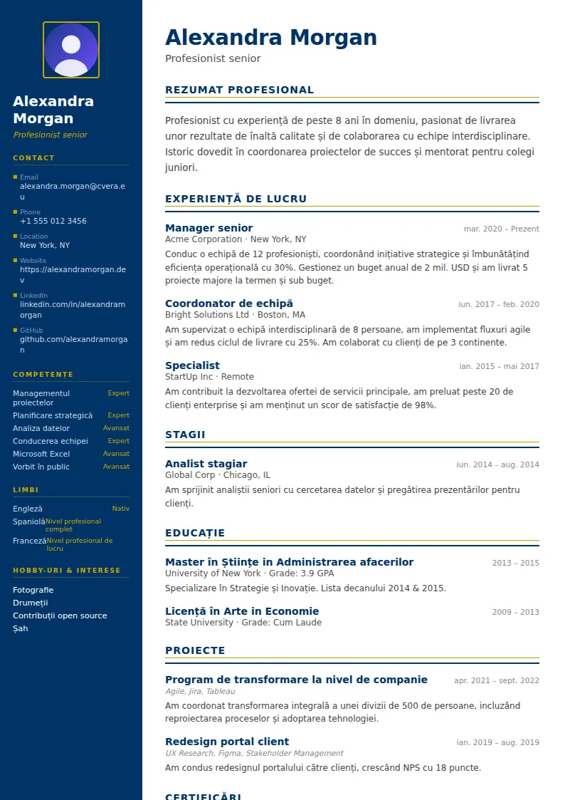 Model de CV Corporate