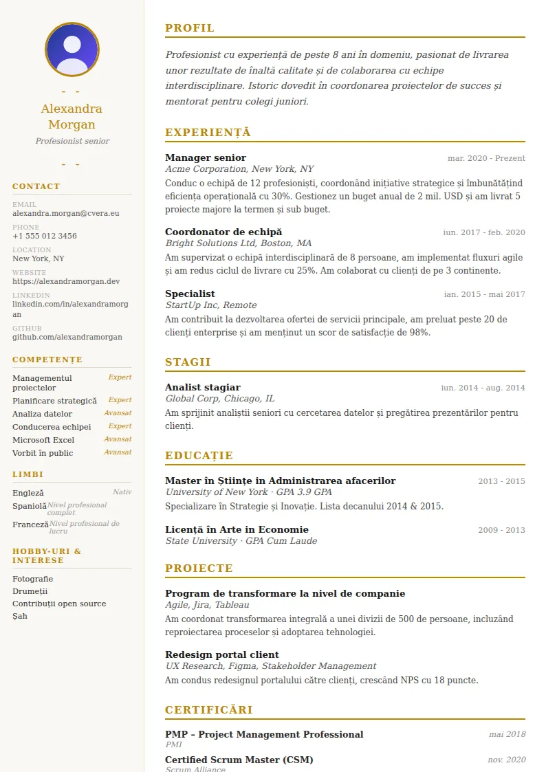Model de CV Elegant