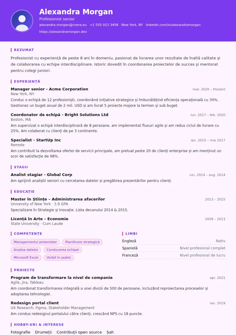 Model de CV Graphic Designer