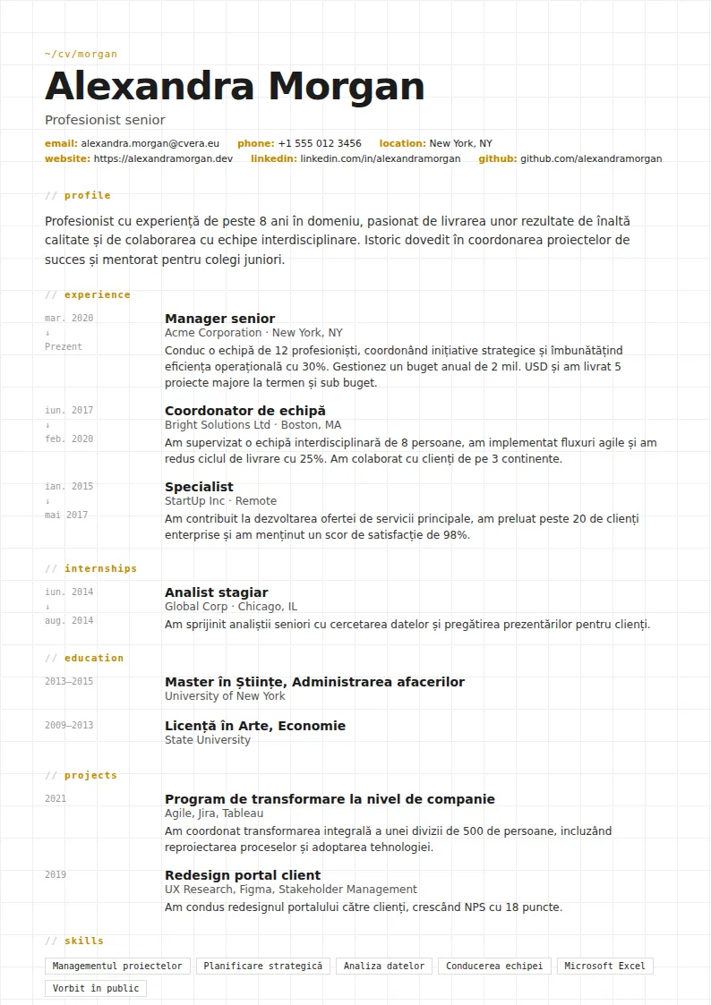 Model de CV Gridline