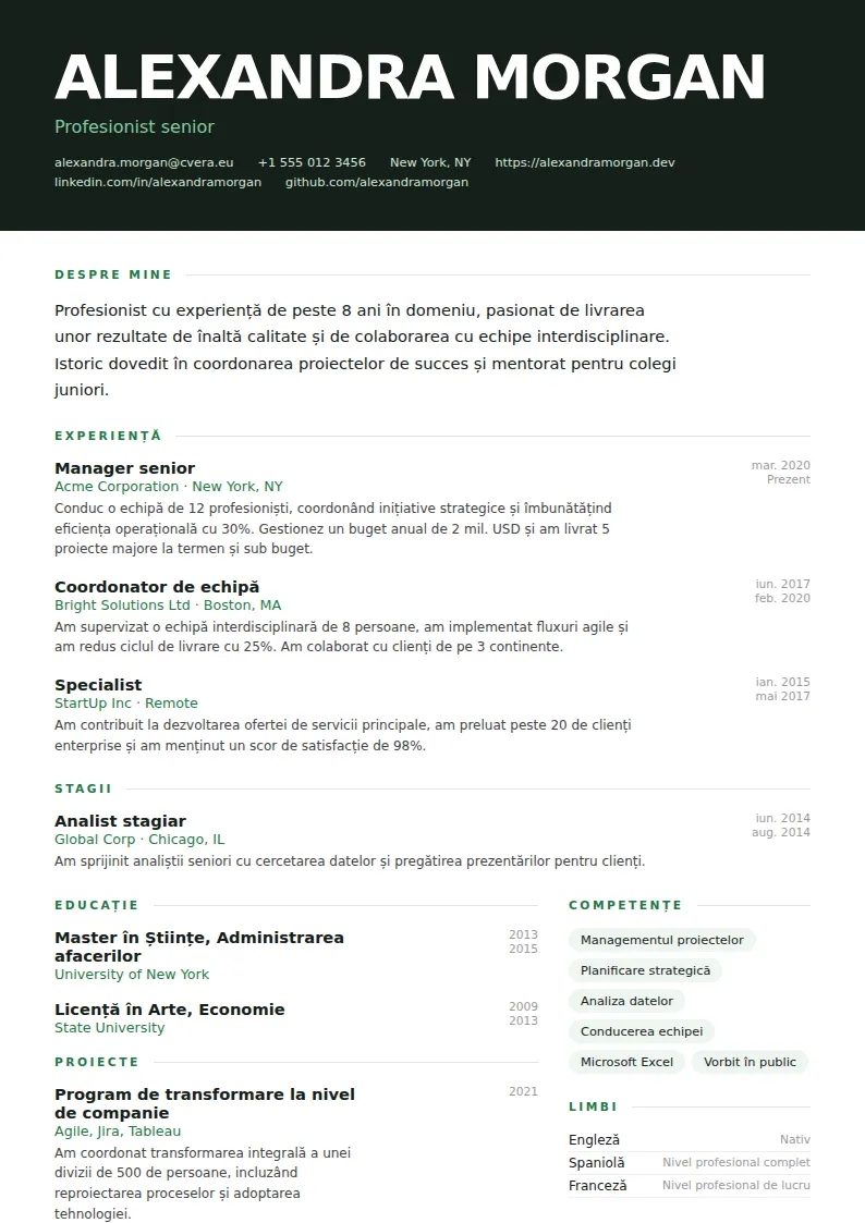 Model de CV Headline