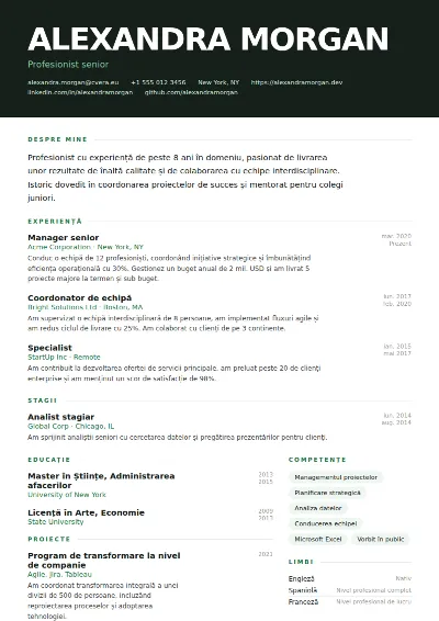 Model de CV Headline