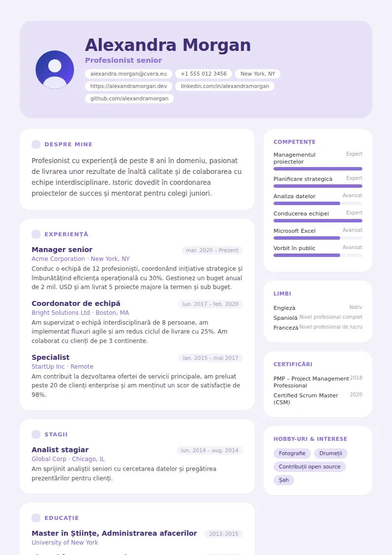 Model de CV Lilac