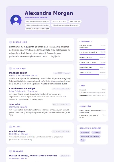 Model de CV Lilac