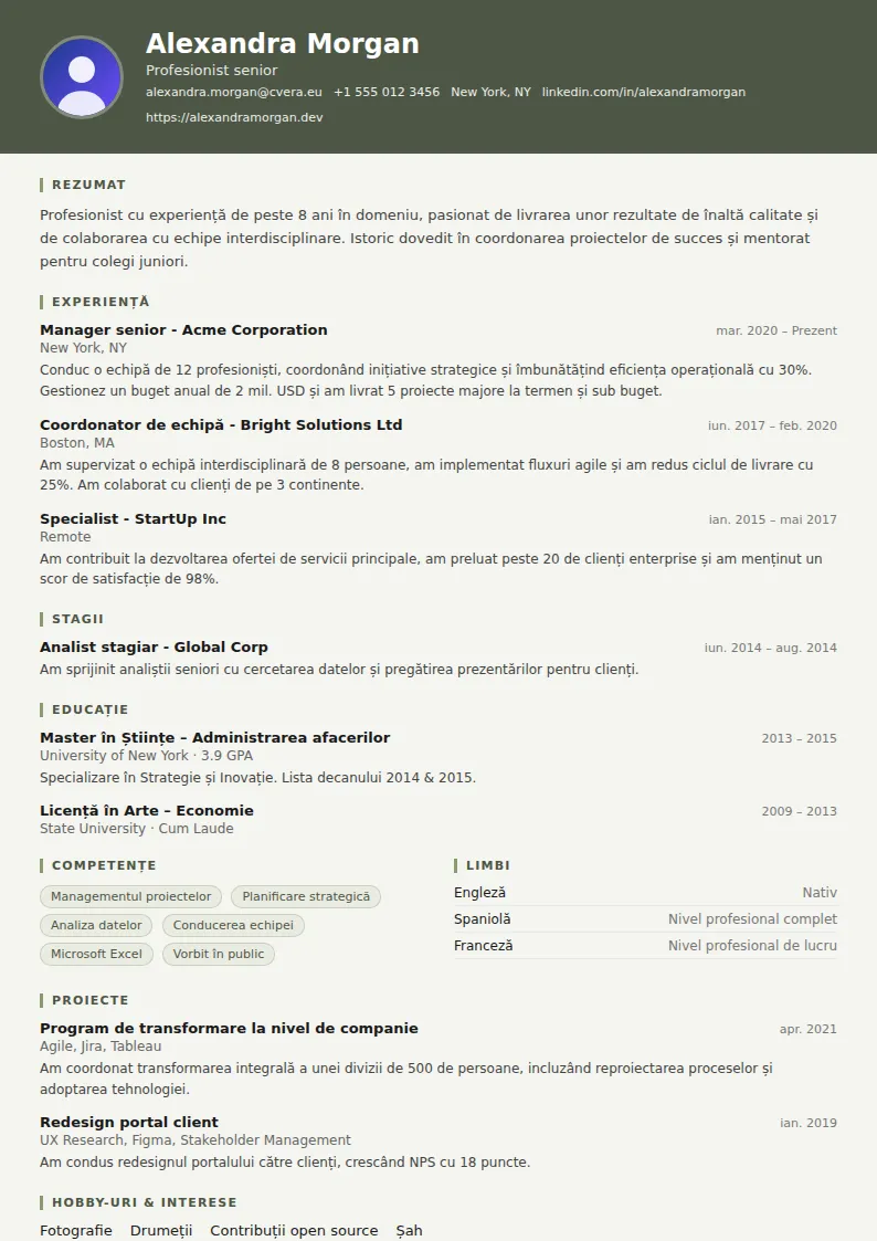 Model de CV Military