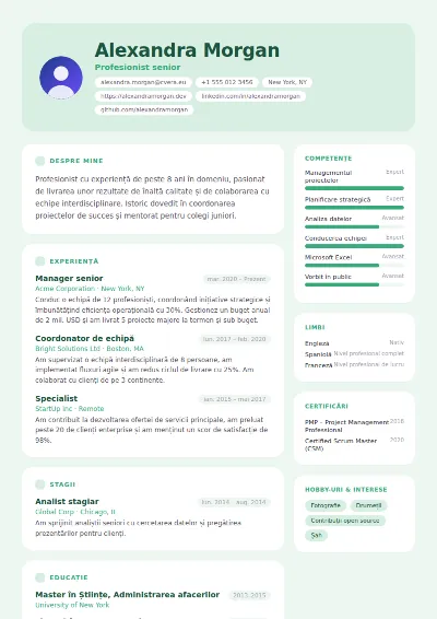 Model de CV Mint