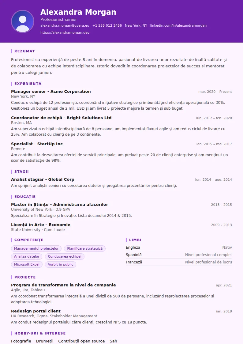 Model de CV Musician