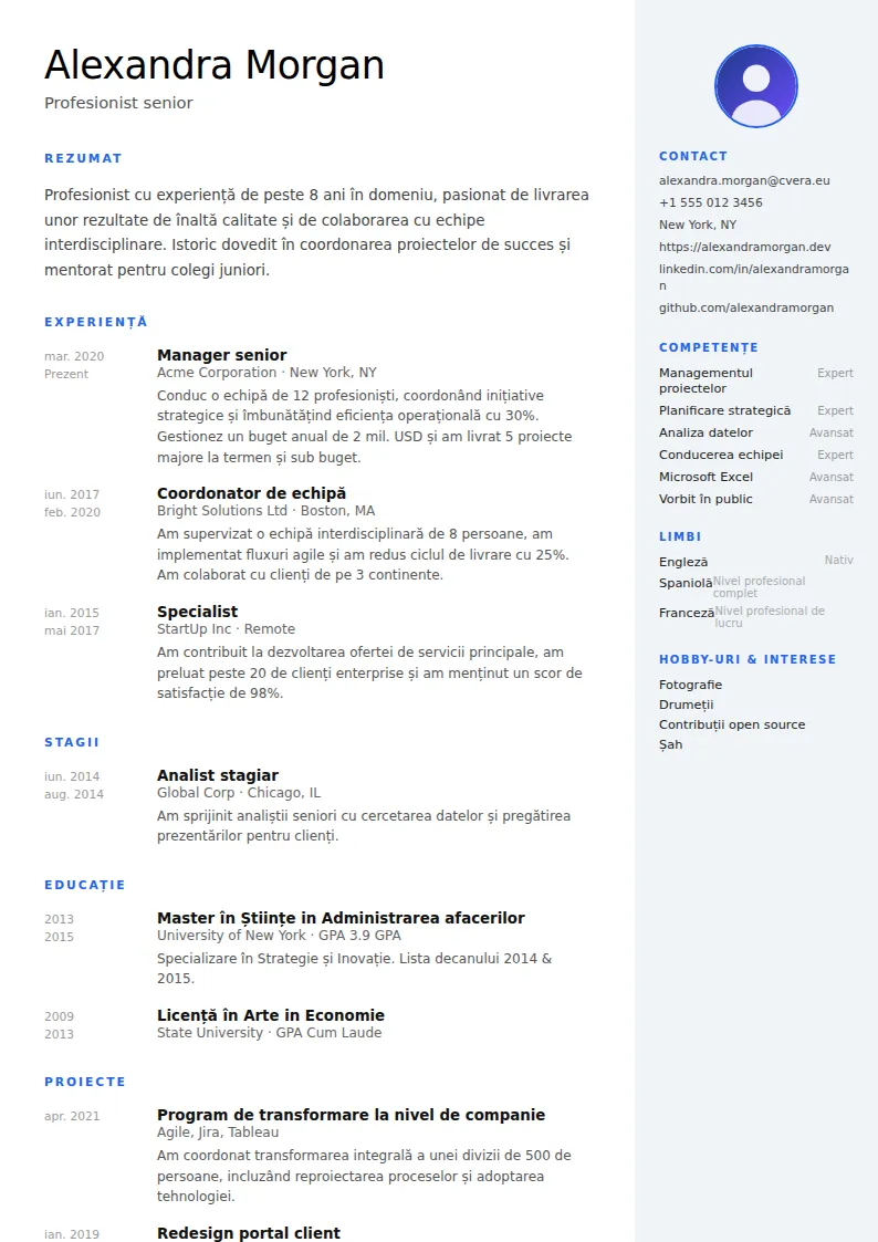 Model de CV Nordic