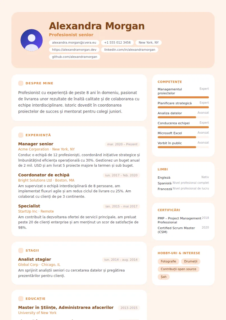 Model de CV Peach