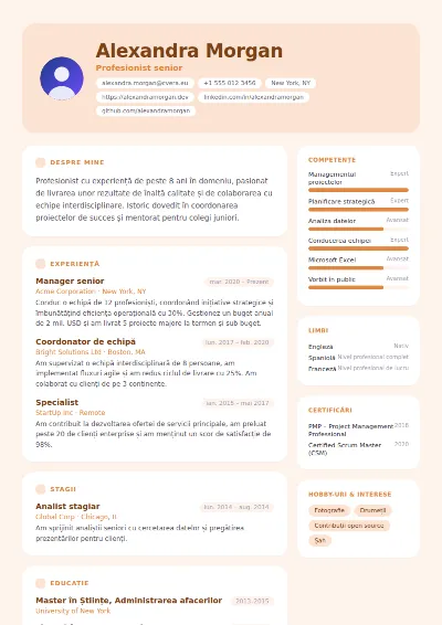 Model de CV Peach