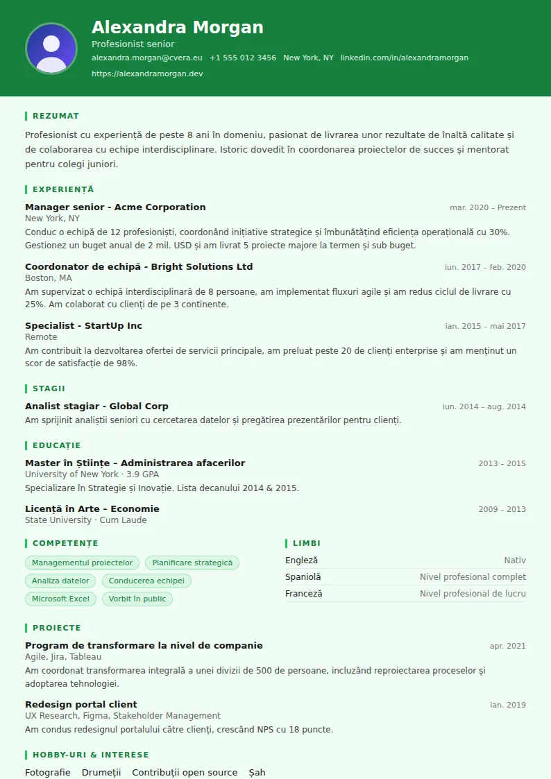 Model de CV Pharmacist