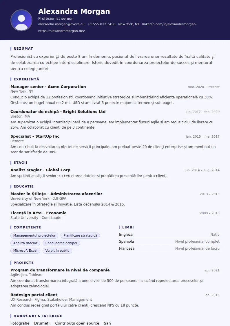 Model de CV Professor
