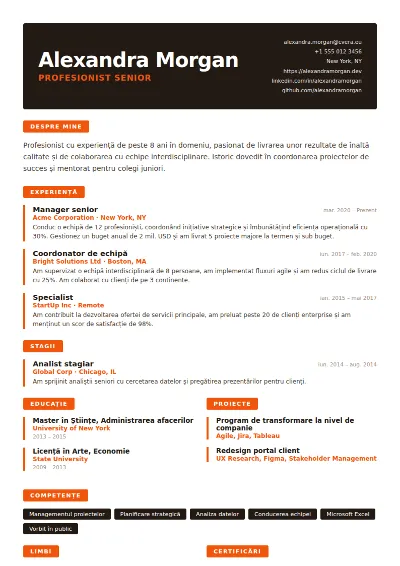 Model de CV Tangerine