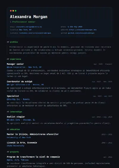 Model de CV Terminal