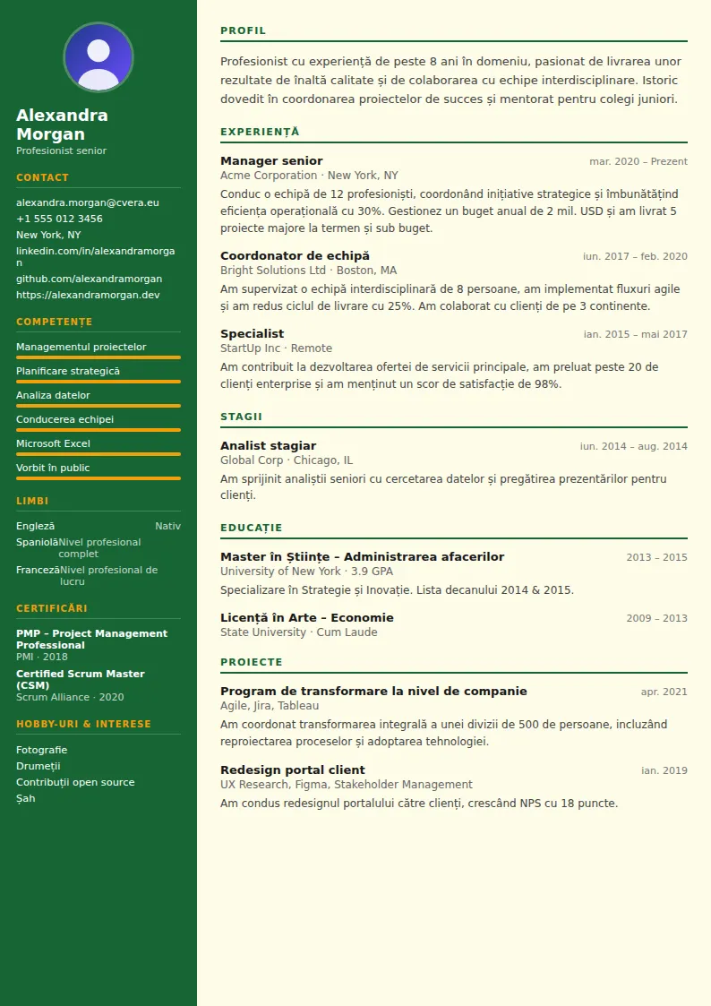 Model de CV Veterinarian