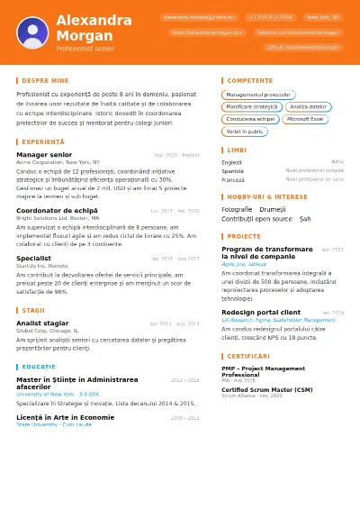 Model de CV Vibrant