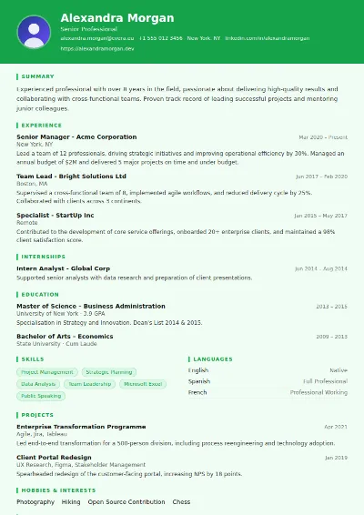 Athlete CV Template