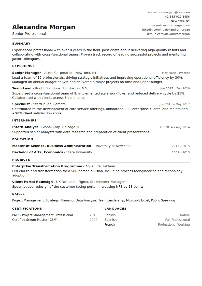 ATS Compact CV Template