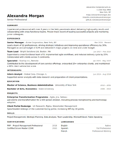ATS Compact CV Template