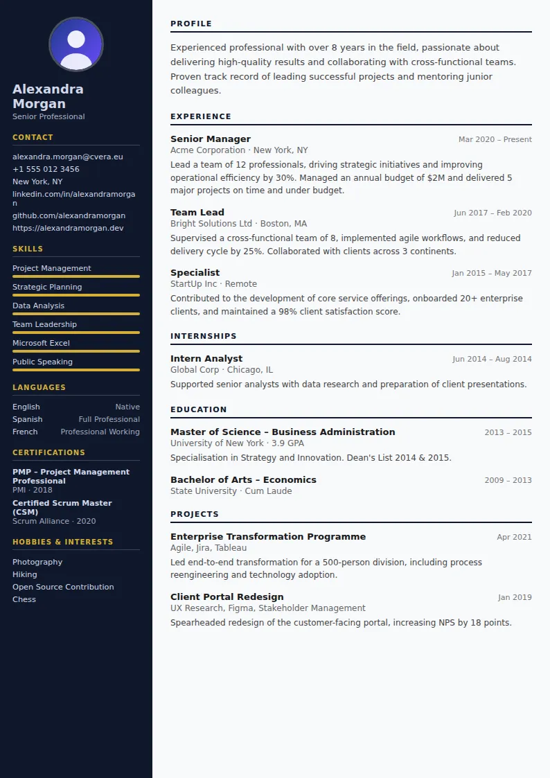 Banker CV Template