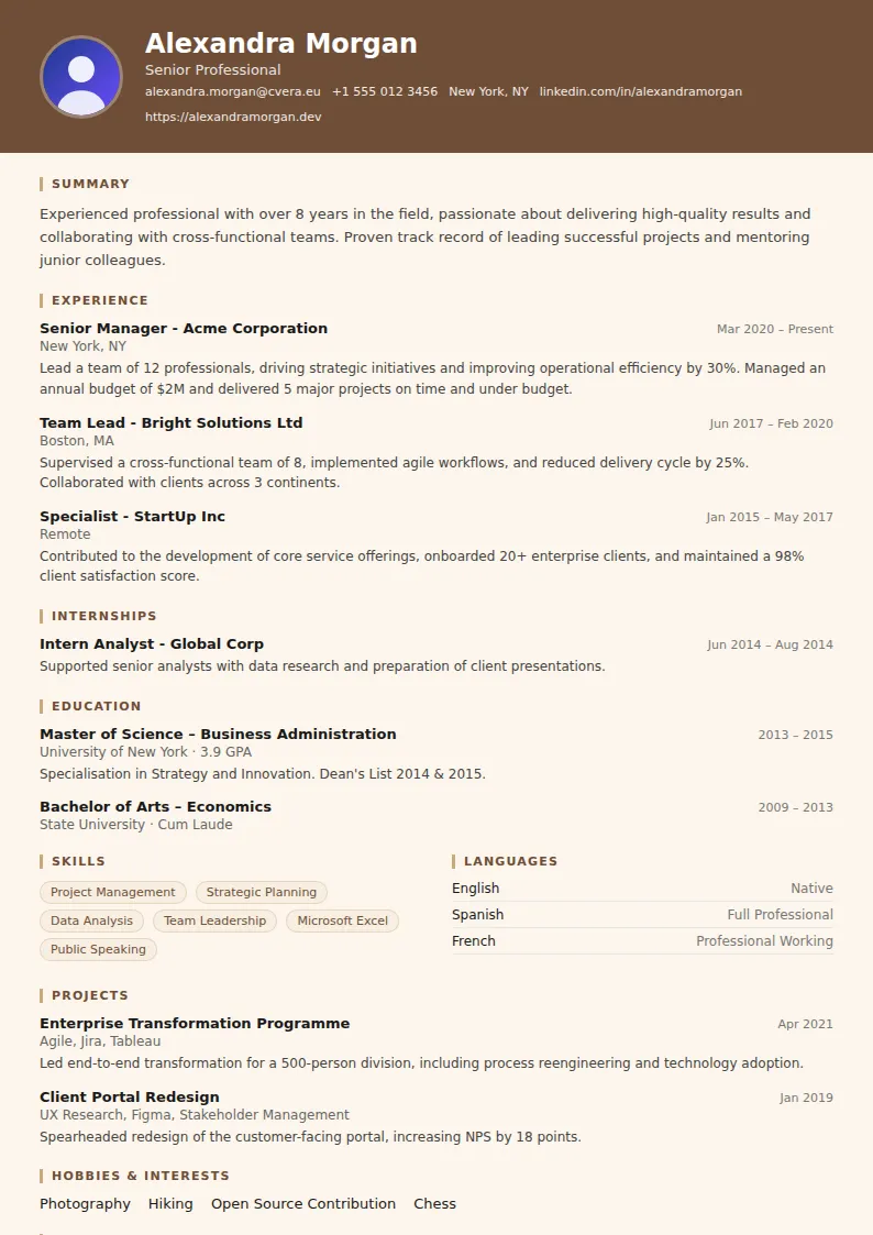 Barista CV Template