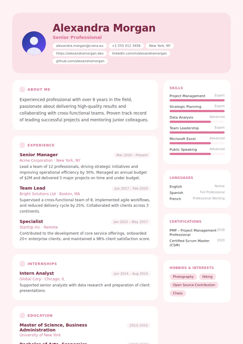 Bloom CV Template