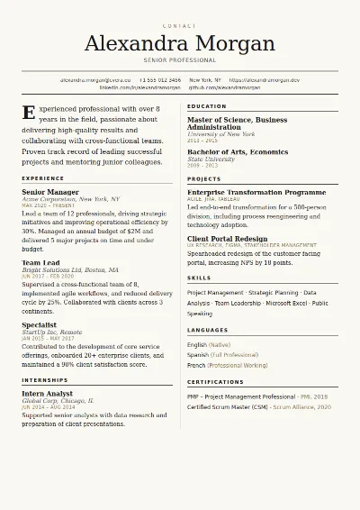Broadsheet CV Template