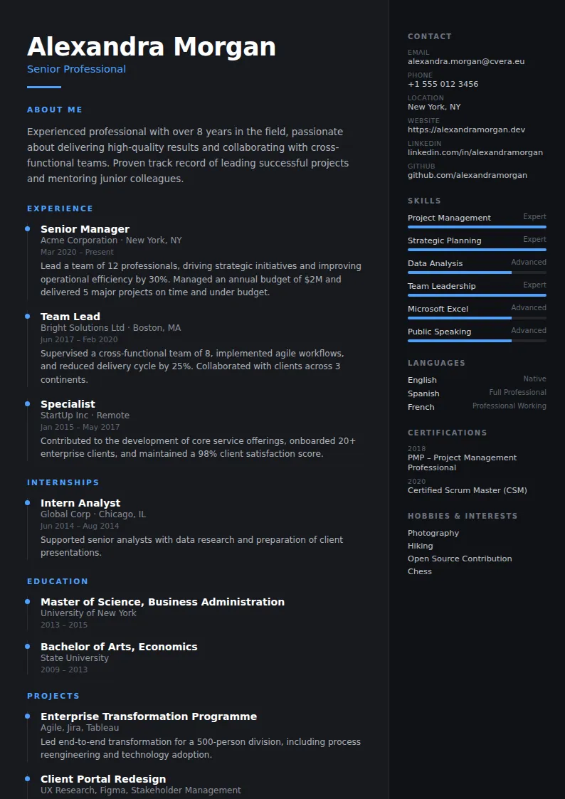 Carbon CV Template