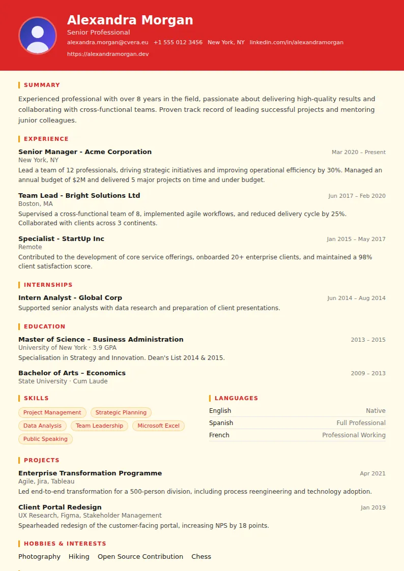 Chef CV Template