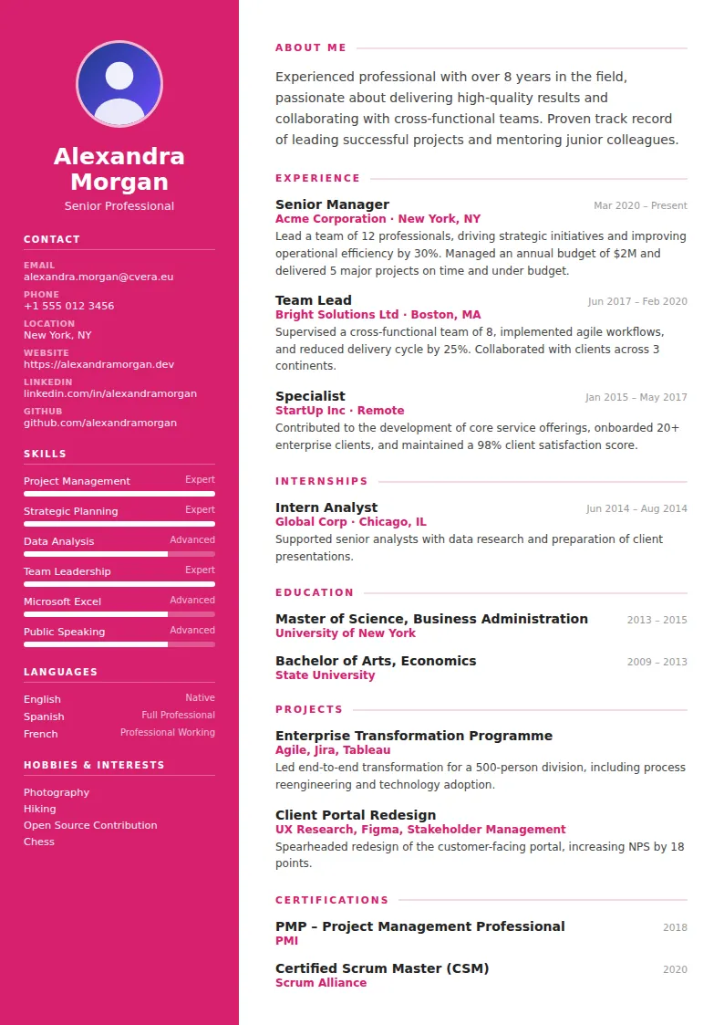 Colorfield CV Template