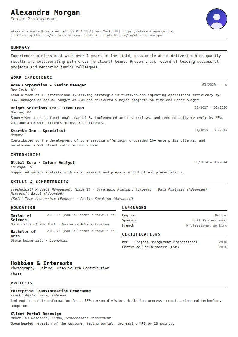 Compact CV Template