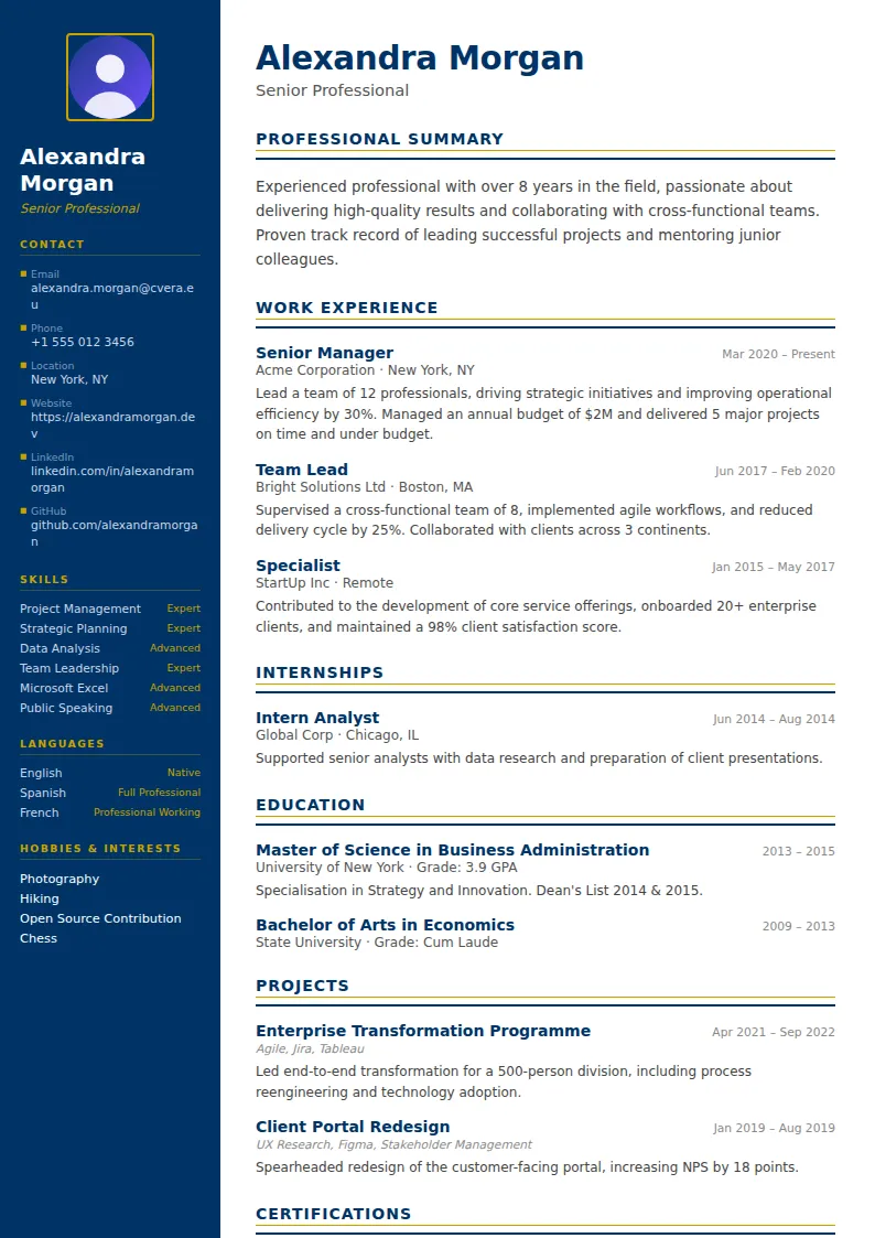 Corporate CV Template