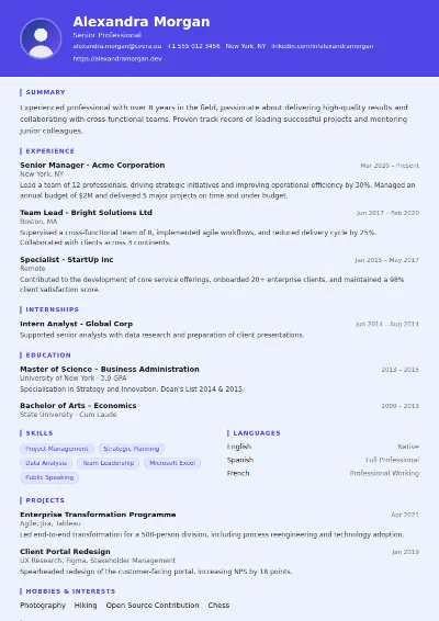 Data Scientist CV Template