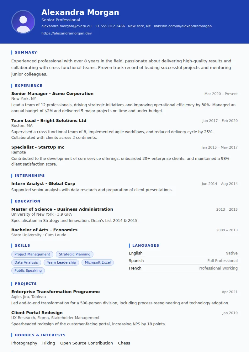 Driver CV Template