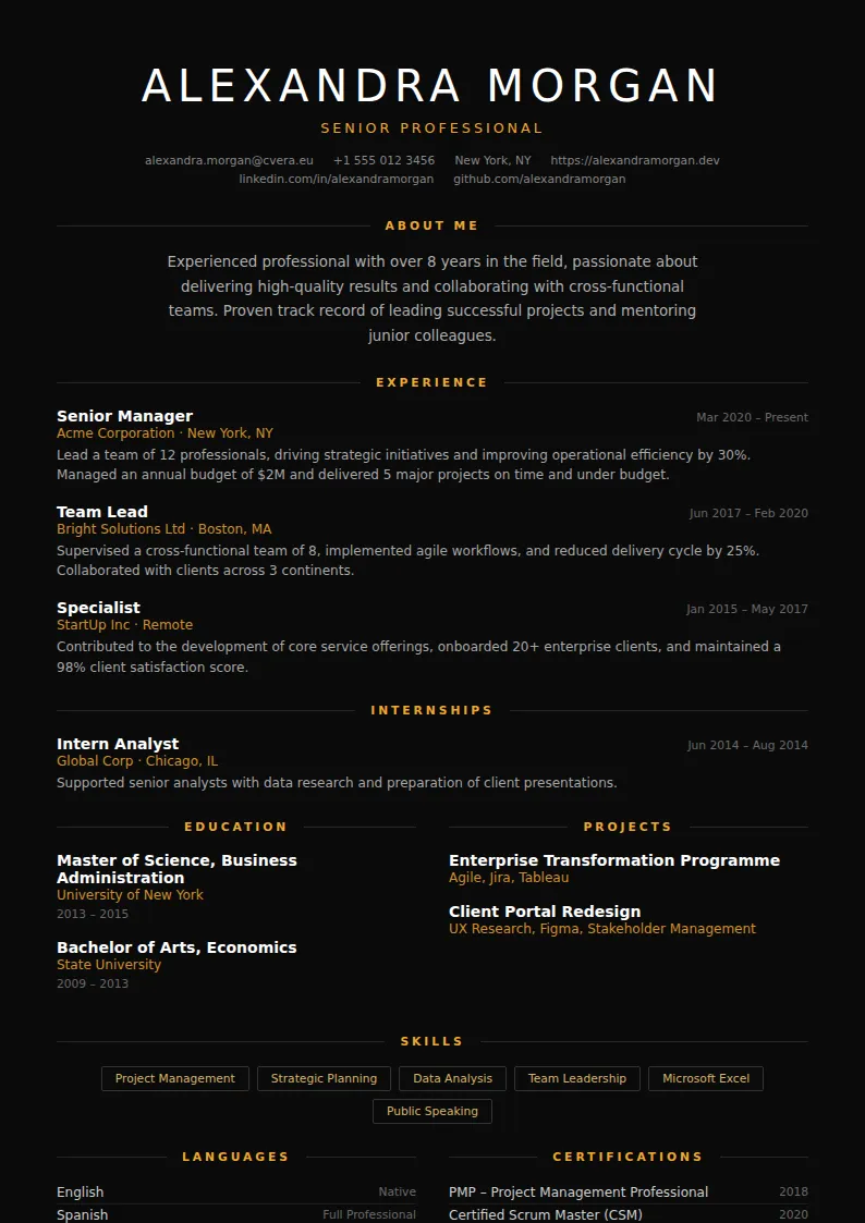 Eclipse CV Template