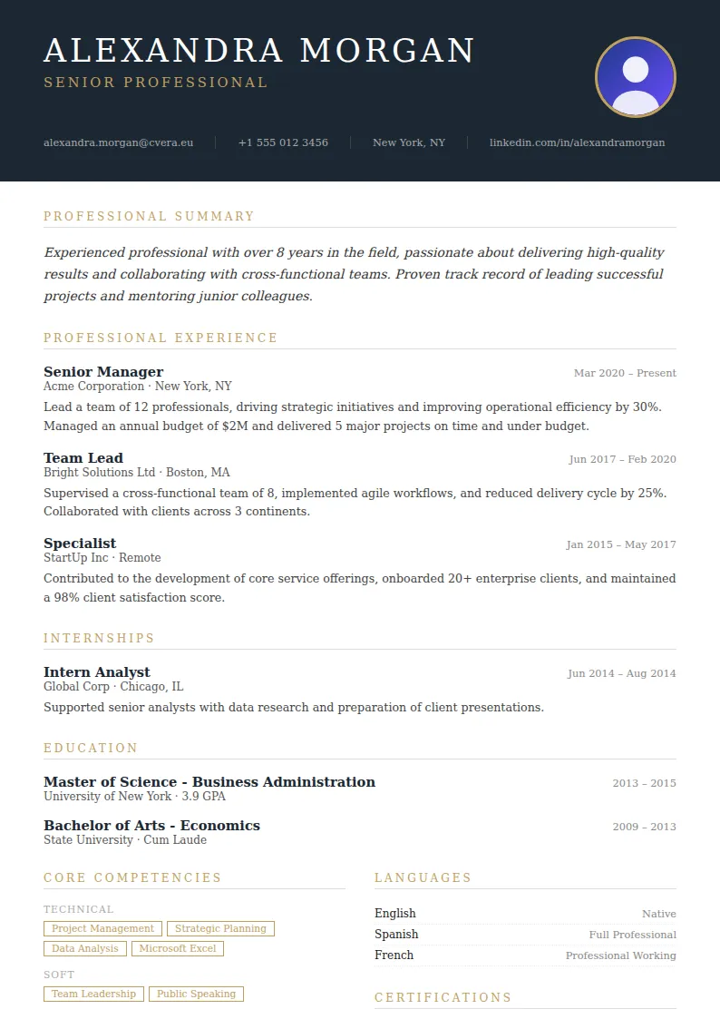 Executive CV Template