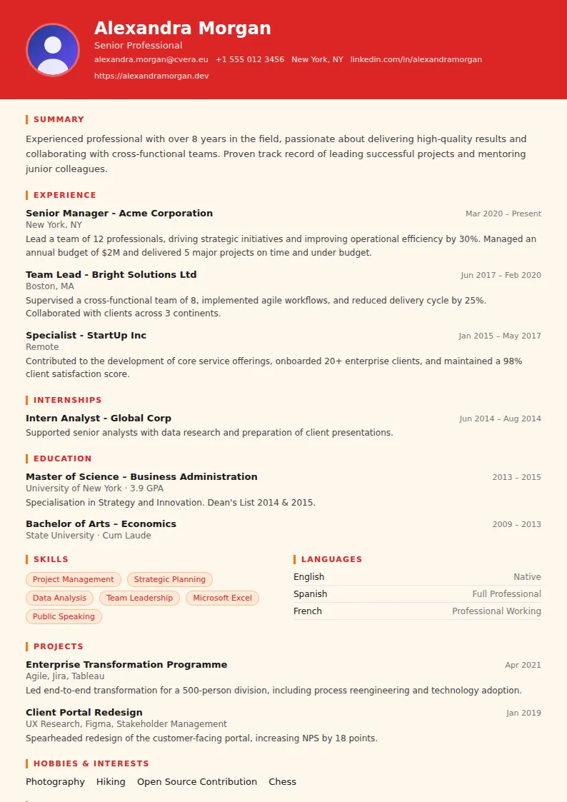 Firefighter CV Template