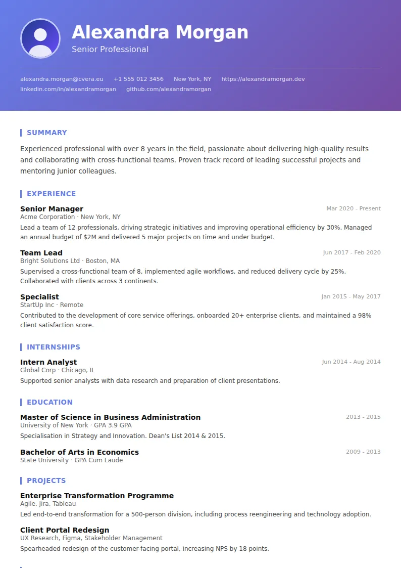Gradient CV Template