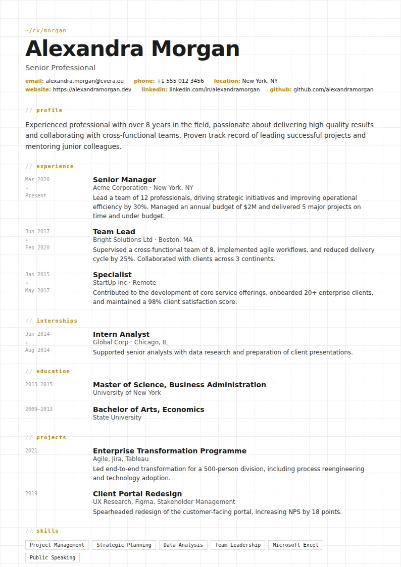 Gridline CV Template