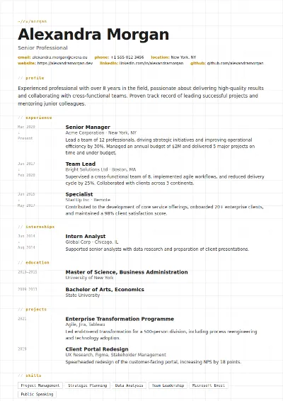 Gridline CV Template
