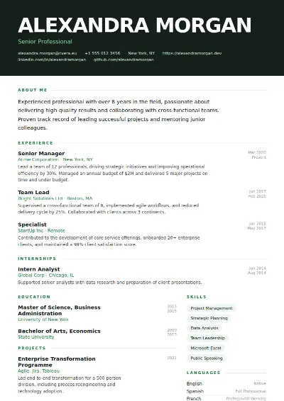 Headline CV Template