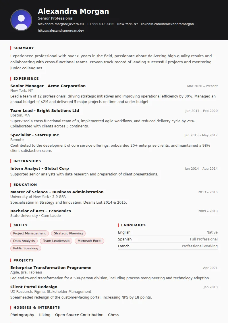 Journalist CV Template