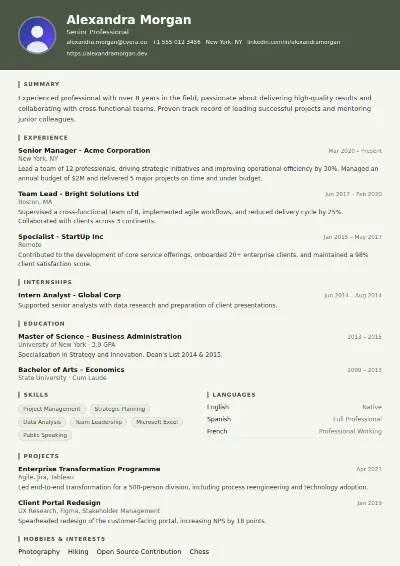 Military CV Template