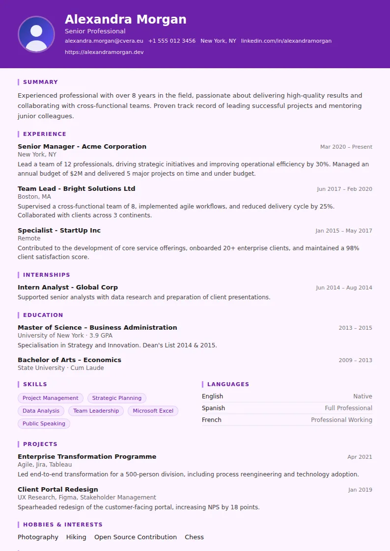 Musician CV Template