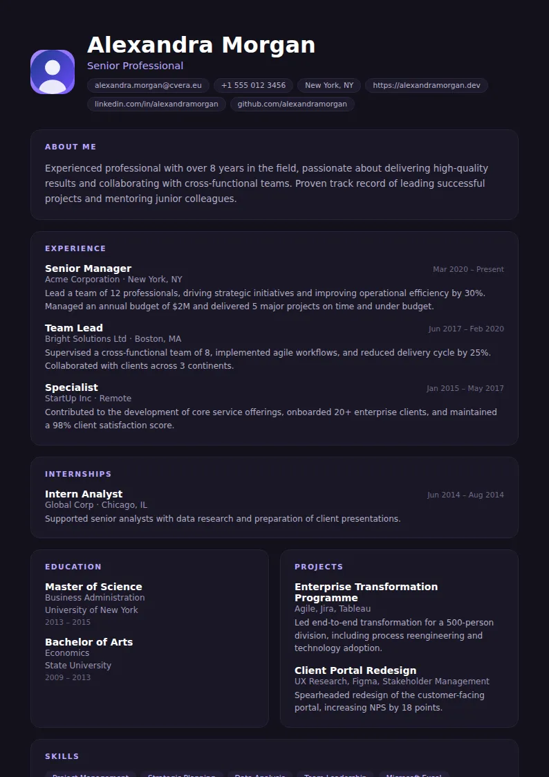 Nightshift CV Template